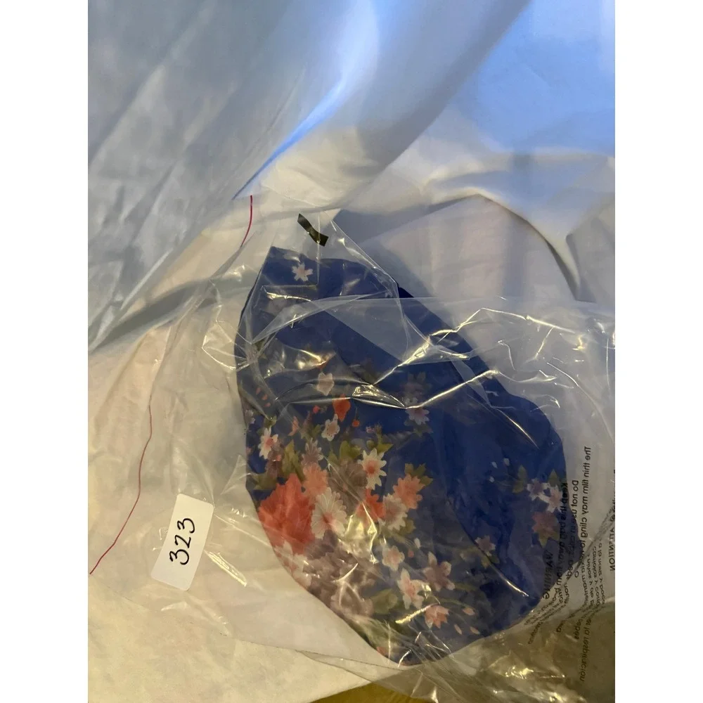 Set of 2 Floral Satin Hair Bonnets Black Red Rose‎ and Blue Blossom Sleep Cap